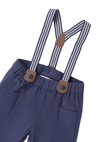 Long Blue Pants with Suspenders for Boys 8672 Miniband