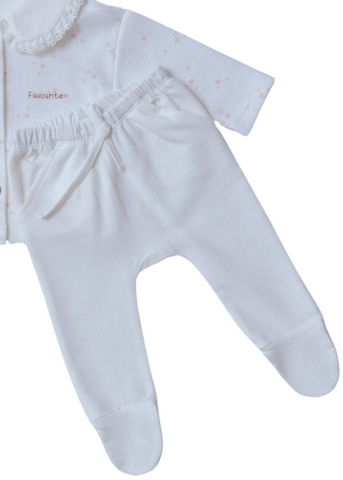 Set 2 Piese Roz, Bluza cu Nasturi si Pantaloni Lungi 9541 Mell Sweet Baby