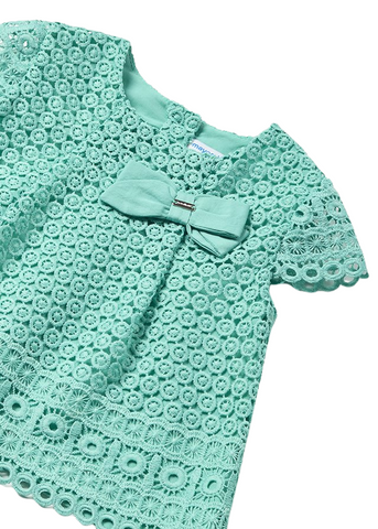 Set of 2 Pieces, Mint Green Top and Shorts in Ghipura Lace 1233 Mayoral