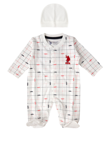 10 Piece Maternity Set Cream Red with Navy Check 1811 V1 Us Polo Assn