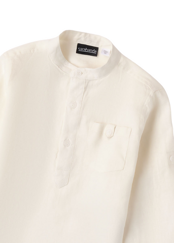 Cream linen shirt with Cossack collar 8069 Sarabanda