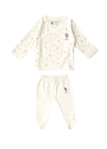 10 Piece Maternity Set Cream With Pink Print 2050 V1 Us Polo Assn