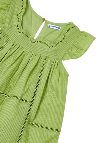 Green Cotton Dress with Embroidery 3930 Mayoral