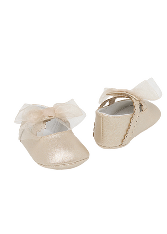 Golden Beige Ballerinas with Organza Bow 9791 Mayoral