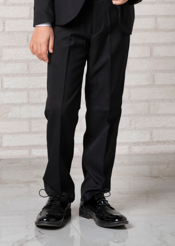 Black 5 Piece Formal Suit, Velvet Lapel Jacket, Vest, Bow Tie, Pants and White Shirt 20354 Little Gentleman