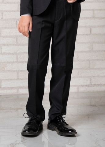 Costum Ceremonie Negru 5 Piese, Sacou cu Rever din Catifea, Vesta, Papion, Pantaloni si camasa Alba 20354 Little Gentleman