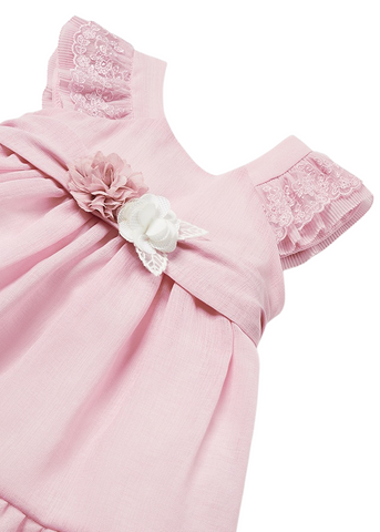 Pink Ceremony Dress with Cord at Waist and Flowers 1903 Mayoral