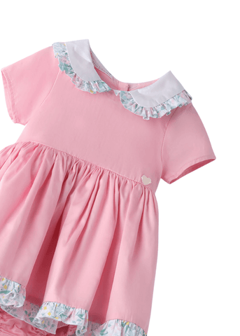 Pink Dress with White Collar 8745 Mini Band