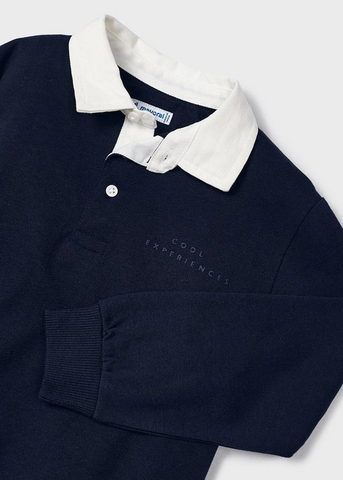 Navy Blue Blouse with White Polo Collar for Boys 4101 Mayoral