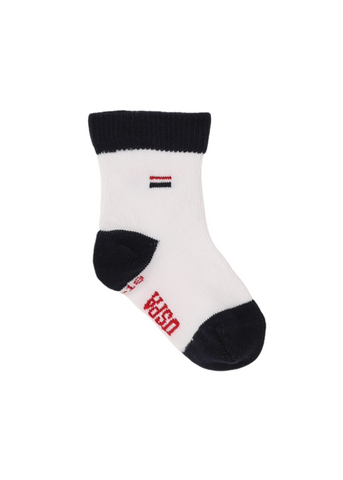 Set of 3 pairs of socks White with Navy Blue and Red 962 V1 Us Polo Assn