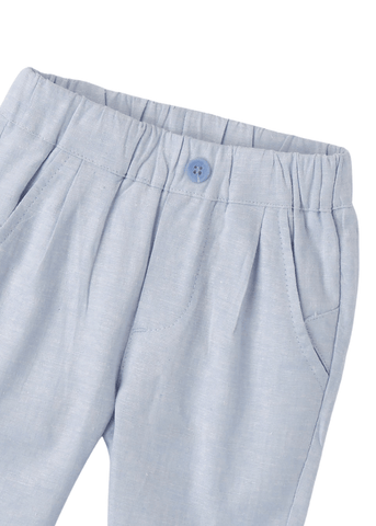 Pantaloni Lungi Bleu din In cu Vascoza 8666 Minibanda