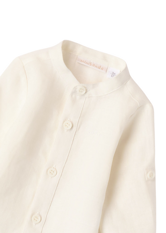 Shirt made of cream with long sleeves and Cossack collar 8644 Mini band