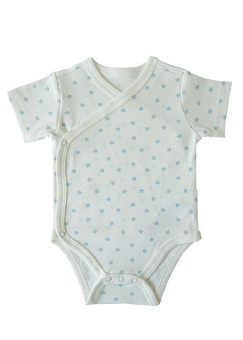 KitiKate KitiKate Set of 3 Short Sleeve White Organic Cotton Body with Blue S30330