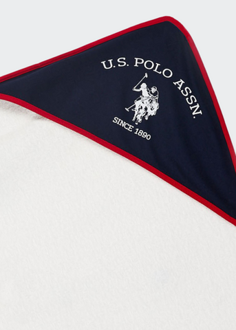 Boys Navy Hooded Cream Towel USB957 Us Polo Assn