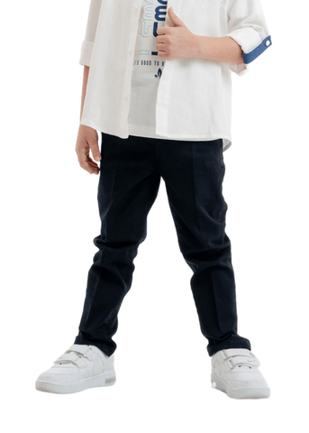 3 Piece Set, White Linen Shirt, Navy Blue Pants and T-Shirt 10024 Lemon