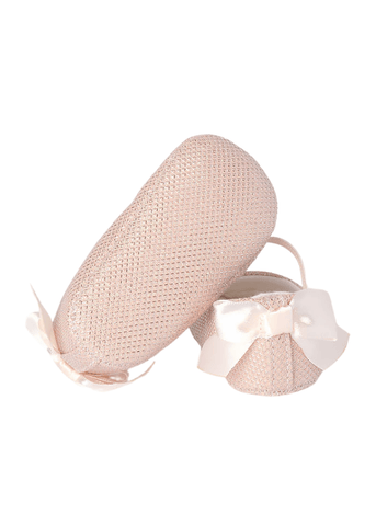 Pink Ballet Flats with Glitter, Barrette and Satin Bow 8948 iDO