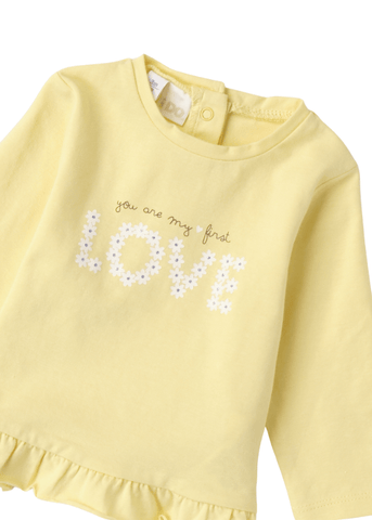 Yellow Blouse with Long Sleeves and Love Print for Girls 8116 iDO