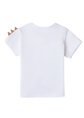 White Dinosaur Print Short Sleeve T-Shirt for Boys 8615 iDO