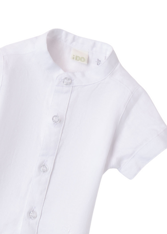 White Shirt with Short Sleeves and Chimono Collar 8048 iDO