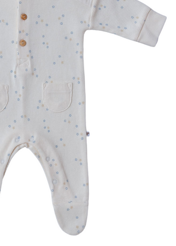 Long Beige Cotton Jumpsuit with Star Print 9525 Mell Sweet Baby