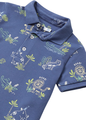 Navy Polo Shirt with Animal Print Jungle Better Cotton 1107 Mayoral