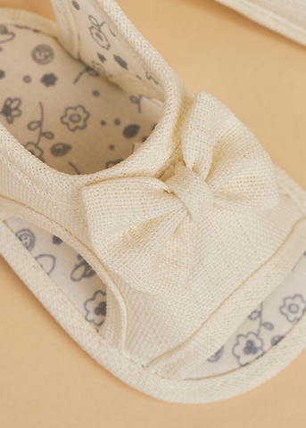 Cream Cotton Bow Sandals for Girls 231226 Sinderella