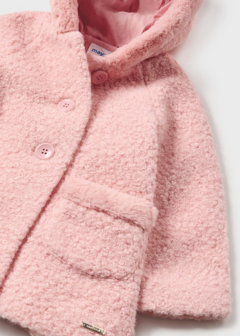 Powder Pink Fabric Coat with Hood for Girls 2416 Mayoral