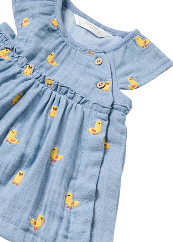 Blue Denim Dress with Chicken Print with Panties and Headband 1806 Mayoral