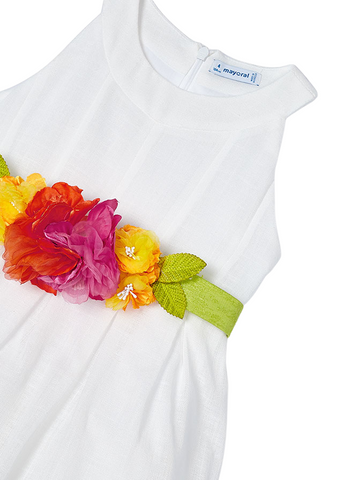 White Dress with Lace of Colored Flowers 3959 Mayoral