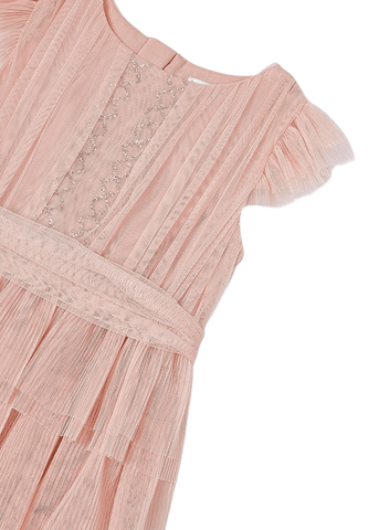 Salmon Tulle Dress with Pleats and Ruffles 3912 Mayoral