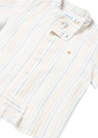 Shirt with Tunic Collar and Short Sleeve with Multicolored Stripes for Boys 1113 Mayoral