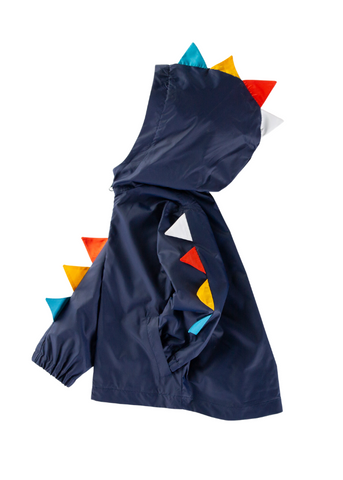 Windproof Jacket in Navy Blue Fascinator with Dinosaur Hood and Zipper M52106 Midimod Gold