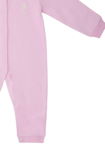 Pink Cotton Bootless Jumpsuit for Girls USB1234 Us Polo Assn