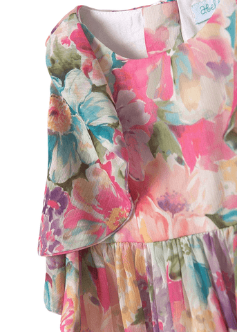 Chiffon Dress with Colorful Floral Print 5048 Abel & Lula