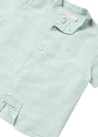 Shirt with Tunic Collar and Short Sleeves with Green Stripes 1113 Mayoral