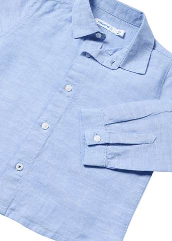 Blue Long Sleeve Linen Shirt for Boys 117 Mayoral