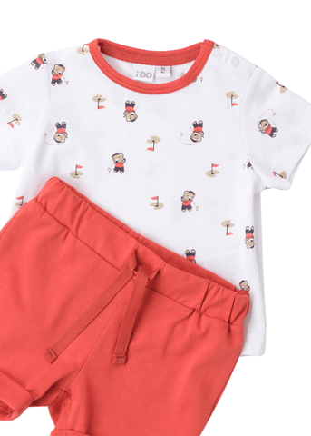 Set of 2 White and Red T-shirt and Shorts 8604 iDO