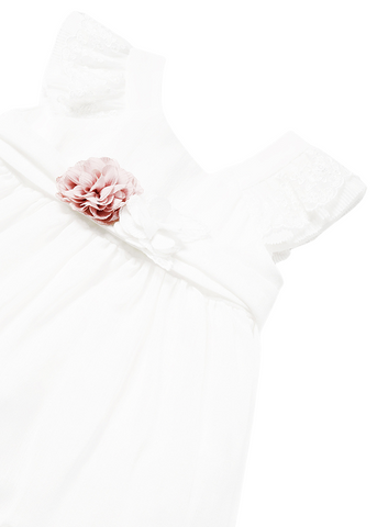 White Ceremony Dress with Cord at the Waist with Flowers 1903 Mayoral