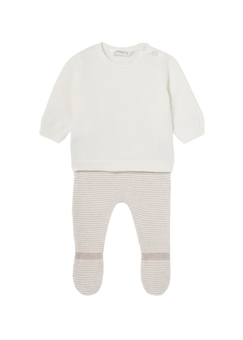 2 Piece Knitted Set, Blouse and Long Pants Cream for Boys 1535 Mayoral