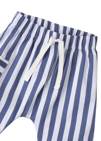 Pantaloni Lungi cu Dungi Albe si Albastre 8671 Minibanda