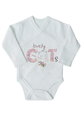 Set of 3 Pink Gray Cat Long Sleeve Organic Cotton Bodysuit S22878 Kitikate