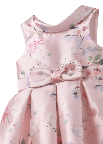 Pink Mikado Dress with Floral Print 5033 Abel & Lula