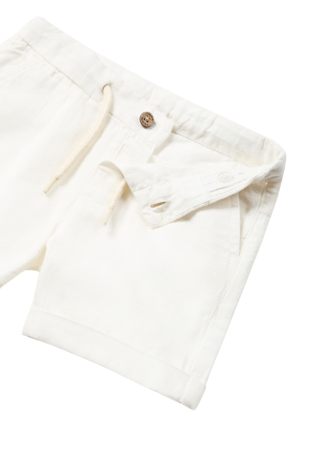 White Cotton Shorts with Linen and Lace Waist 1227 Mayoral