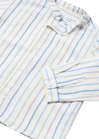 White Linen Shirt with Blue Stripes 1117 Mayoral