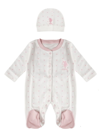 10 Piece Maternity Set, Cream with Pink Stars and Polka Dot Print 1934 V1 Us Polo Assn