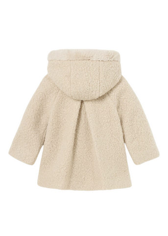Coat for Girls, Beige Fabric Loops with Hood 2416 Mayoral