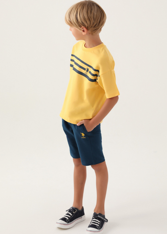 2 Piece Set, Yellow T-Shirt and Navy Shorts 1748-4 V2 Us Polo Assn