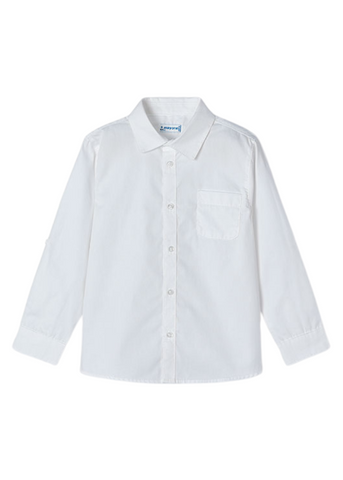 White Long Sleeve Cotton Shirt 140 Mayoral