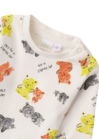 Sports blouse for Boys, Cream with Colorful Bears Print 7198 iDO