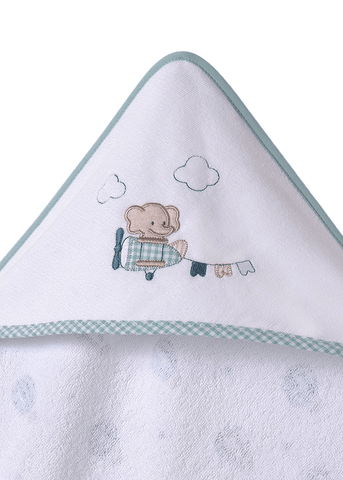 White Towel with Hood, Elephant and Balloon Print 9460 Mayoral